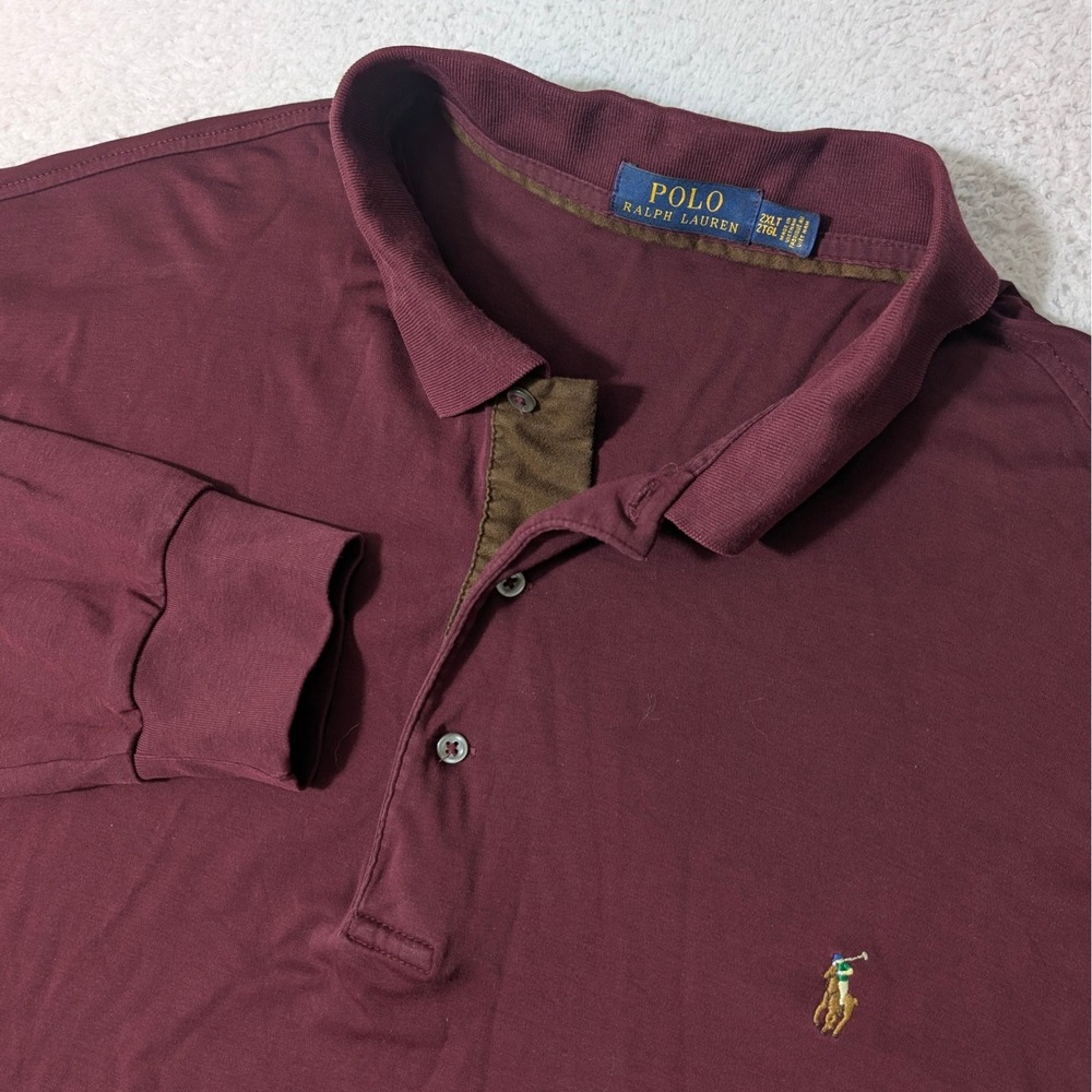 Polo Ralph Lauren Polo‎ Mens 2XLT Burgundy L/S Classic Flesh Pony Logo